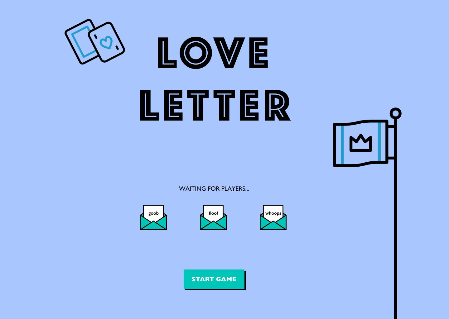landing page of the app